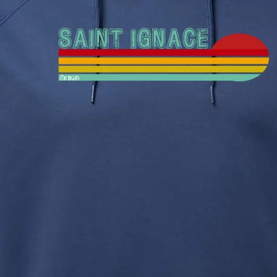 Saint Ignace Michigan Performance Fleece Hoodie