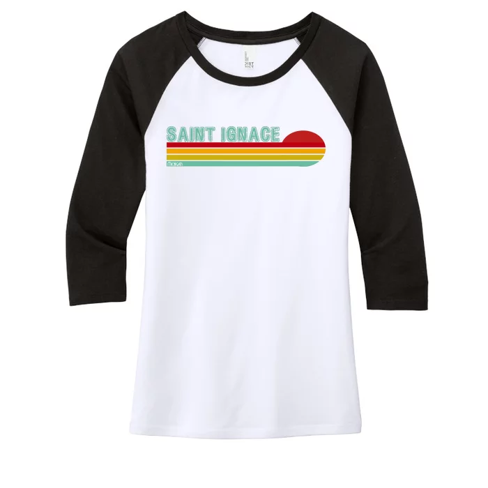 Saint Ignace Michigan Women's Tri-Blend 3/4-Sleeve Raglan Shirt