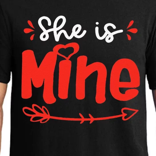 She Is Mine He Is Mine Set Matching Couples Valentine's Day Pajama Set