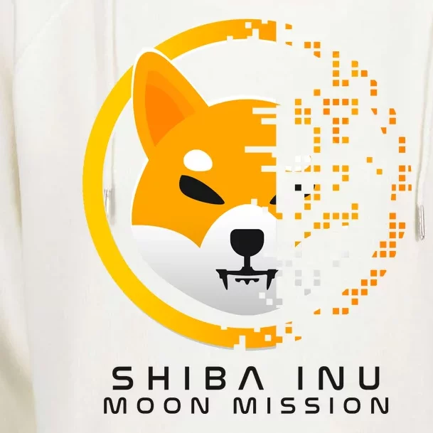 Shiba Inu Moon Mission DOGE Coin Cryptocurrency Womens Funnel Neck Pullover Hood