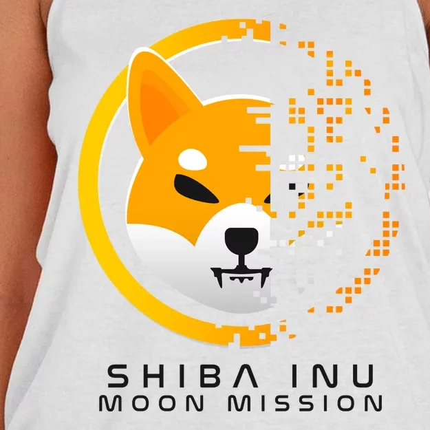 Shiba Inu Moon Mission DOGE Coin Cryptocurrency Women's Knotted Racerback Tank