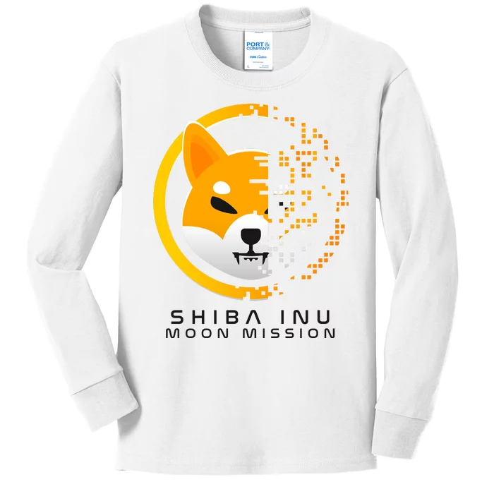 Shiba Inu Moon Mission DOGE Coin Cryptocurrency Kids Long Sleeve Shirt