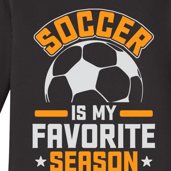 Soccer Is My Favorite Season Graphic Baby Long Sleeve Bodysuit