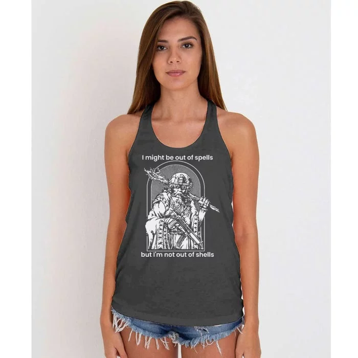 Samwise7rpg I Might Be Out Of Spells But IM Not Out Of Shells Women's Knotted Racerback Tank