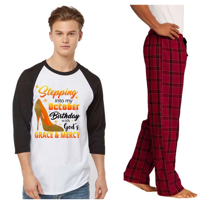 Stepping Into My October Birthday With God's Grace And Mercy Raglan Sleeve Pajama Set