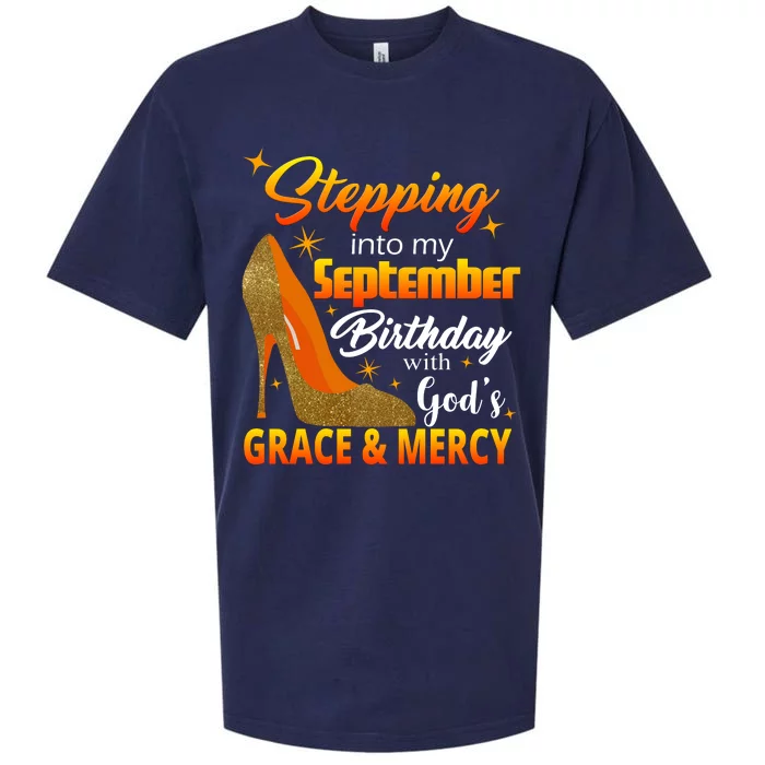 Stepping Into My September Birthday With God's Grace And Mercy Sueded Cloud Jersey T-Shirt