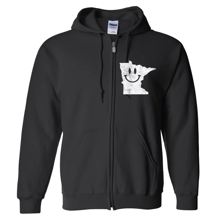 Smiling In Mn – Funny Minnesota Happy Face Full Zip Hoodie