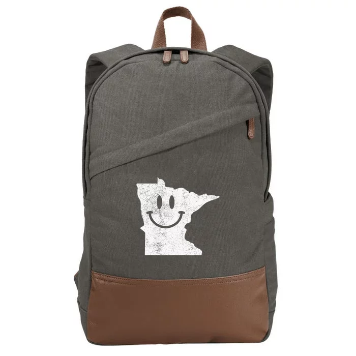 Smiling In Mn – Funny Minnesota Happy Face Cotton Canvas Backpack