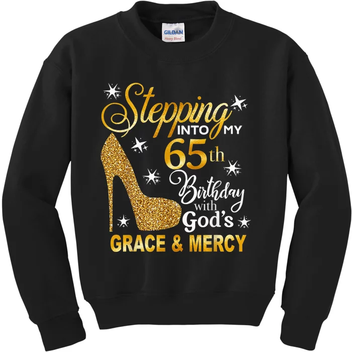 Stepping into my 65th birthday with God's grace & Mercy Kids Sweatshirt