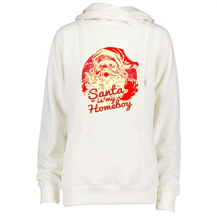 Santa Is My Homeboy Retro Vintage Santa Claus Gift Womens Funnel Neck Pullover Hood