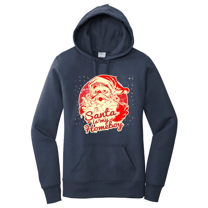 Santa Is My Homeboy Retro Vintage Santa Claus Gift Women's Pullover Hoodie