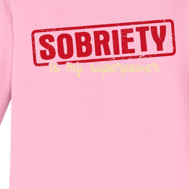 Sobriety Is My Superpower Abstinence Sober Recovery Aa Na Baby Long Sleeve Bodysuit