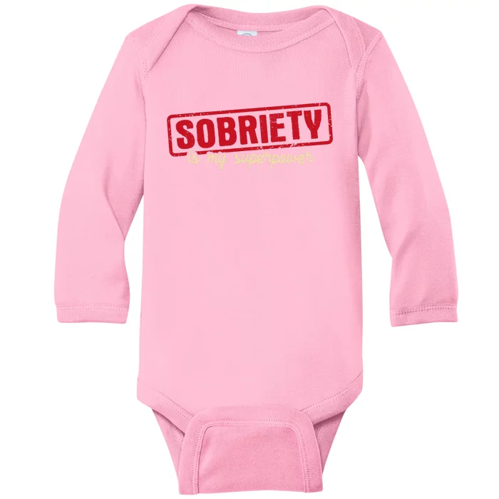 Sobriety Is My Superpower Abstinence Sober Recovery Aa Na Baby Long Sleeve Bodysuit