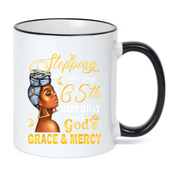 Stepping Into My 65th Birthday With GodS Grace & Mercy Bday Black Color Changing Mug