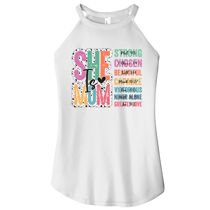 She Is Mom Retro Mother Day Blessed Mom Women’s Perfect Tri Rocker Tank