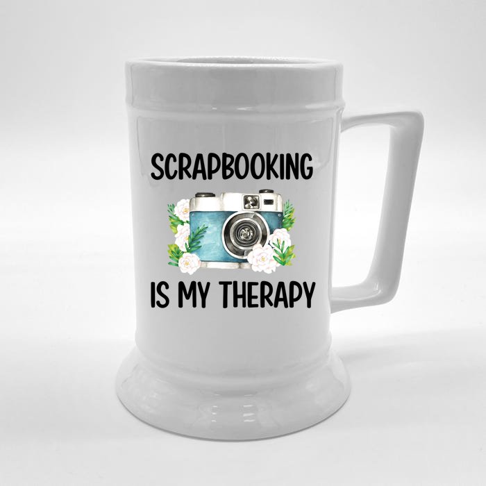 Scrapbooking Is My Therapy Scrapbooker Scrapbook Meaningful Gift Front & Back Beer Stein