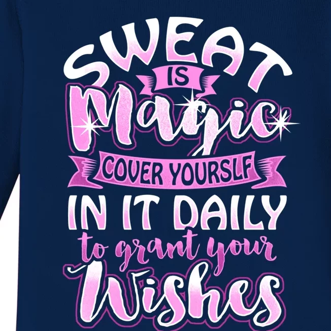 Sweat Is Magic Loves Yoga Practice Yogi Quote Namaste Zen Meaningful Gift Baby Long Sleeve Bodysuit