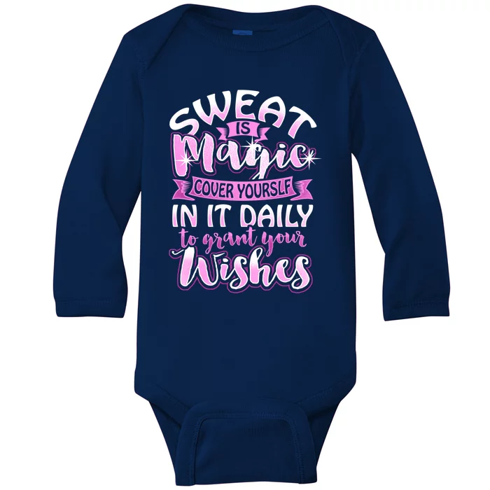 Sweat Is Magic Loves Yoga Practice Yogi Quote Namaste Zen Meaningful Gift Baby Long Sleeve Bodysuit