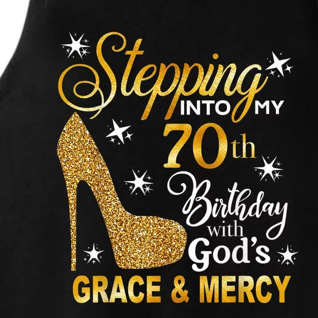 Stepping into my 70th birthday with God's grace & Mercy Ladies Tri-Blend Wicking Tank