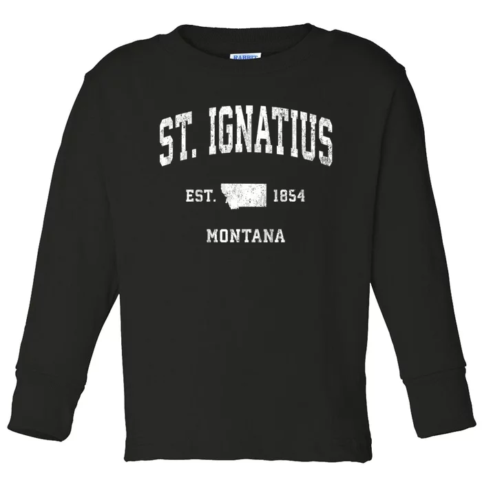 St. Ignatius Montana Mt Vintage Athletic Sports Design Toddler Long Sleeve Shirt