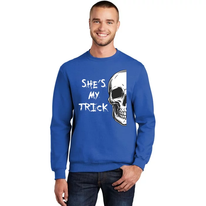 She Is My Trick Halloween Matching Couples Skull Set Gift Tall Sweatshirt