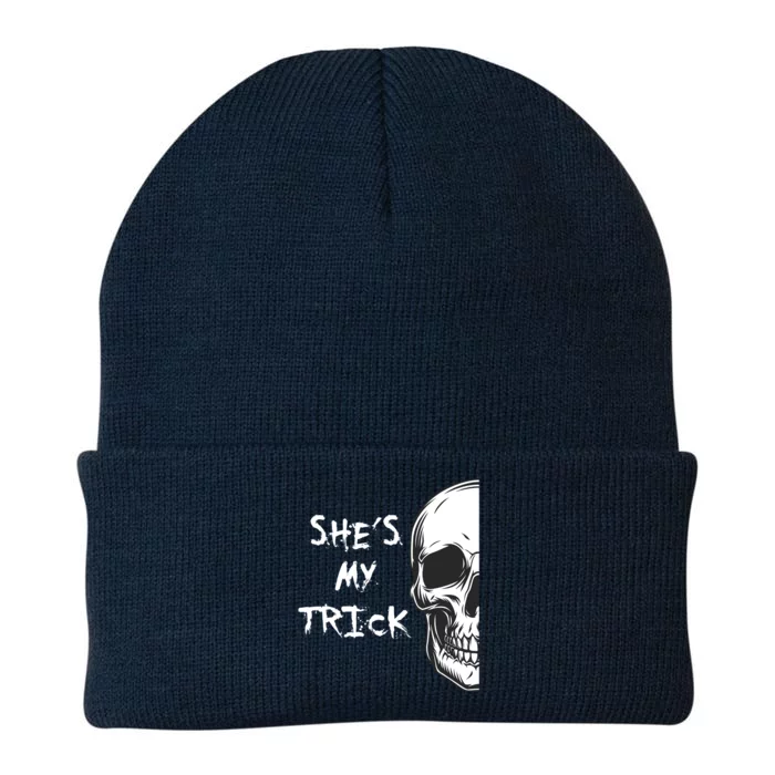 She Is My Trick Halloween Matching Couples Skull Set Gift Knit Cap Winter Beanie