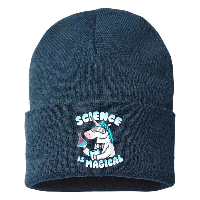 Science Is Magical Lab Unicorn Funny Sustainable Knit Beanie