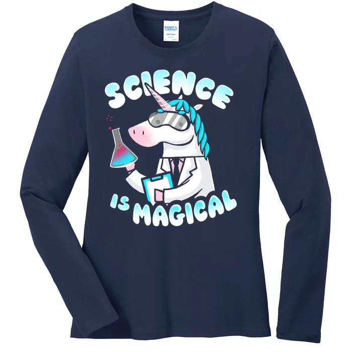 Science Is Magical Lab Unicorn Funny Ladies Long Sleeve Shirt