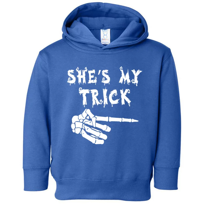 She Is My Trick He Is My Treat Halloween Couple Matching Gift Toddler Hoodie