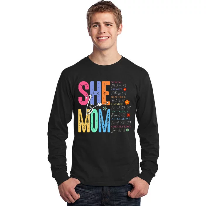 She Is Mom Christian MotherS Day Jesus Mama Religious Tall Long Sleeve T-Shirt