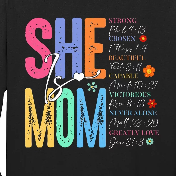 She Is Mom Christian MotherS Day Jesus Mama Religious Tall Long Sleeve T-Shirt