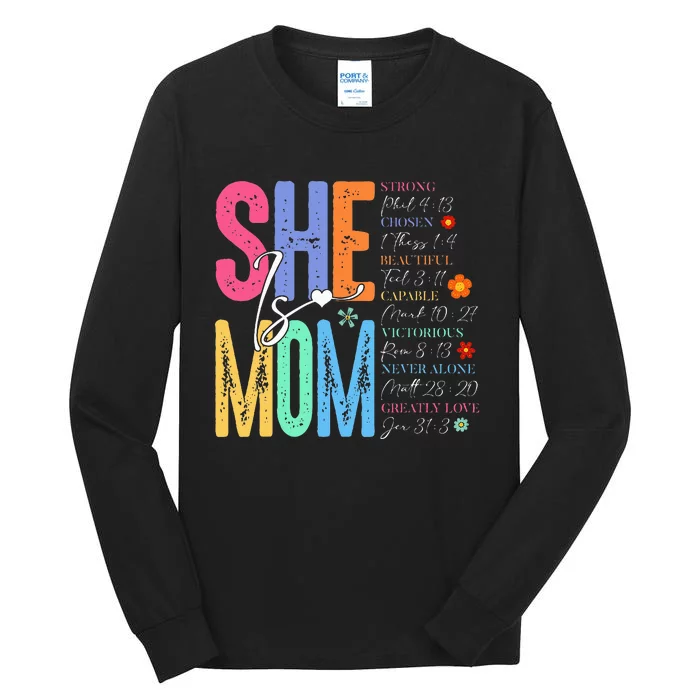 She Is Mom Christian MotherS Day Jesus Mama Religious Tall Long Sleeve T-Shirt