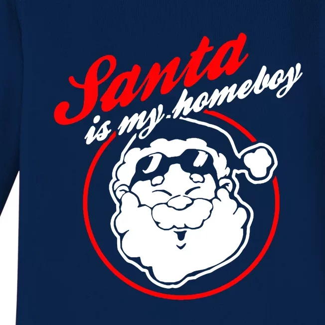 Santa Is My Homeboy Christmas Patter Baby Long Sleeve Bodysuit