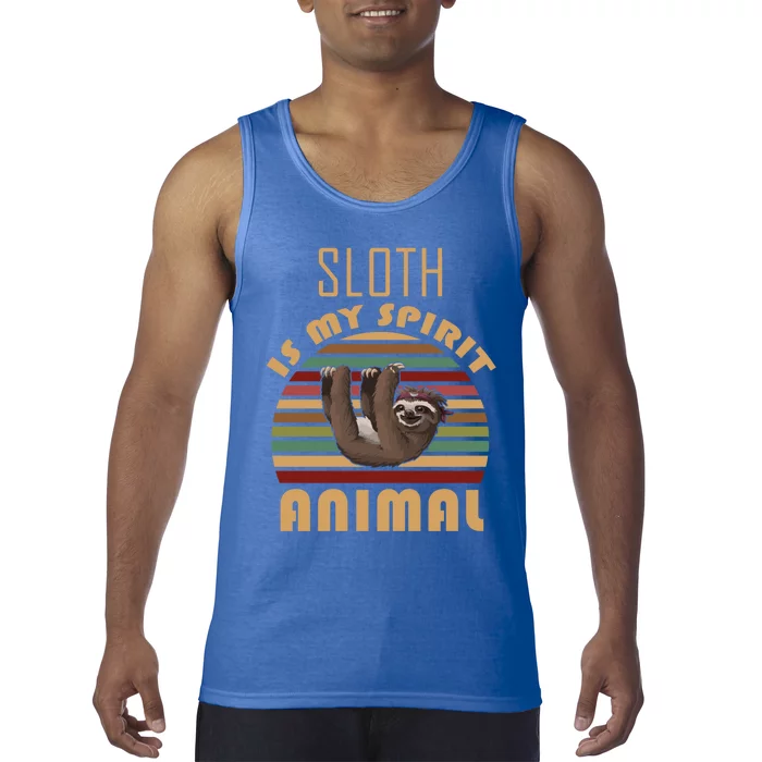 Sloth Is My Spirit Animal Retro Vintage Funny Gift Tank Top