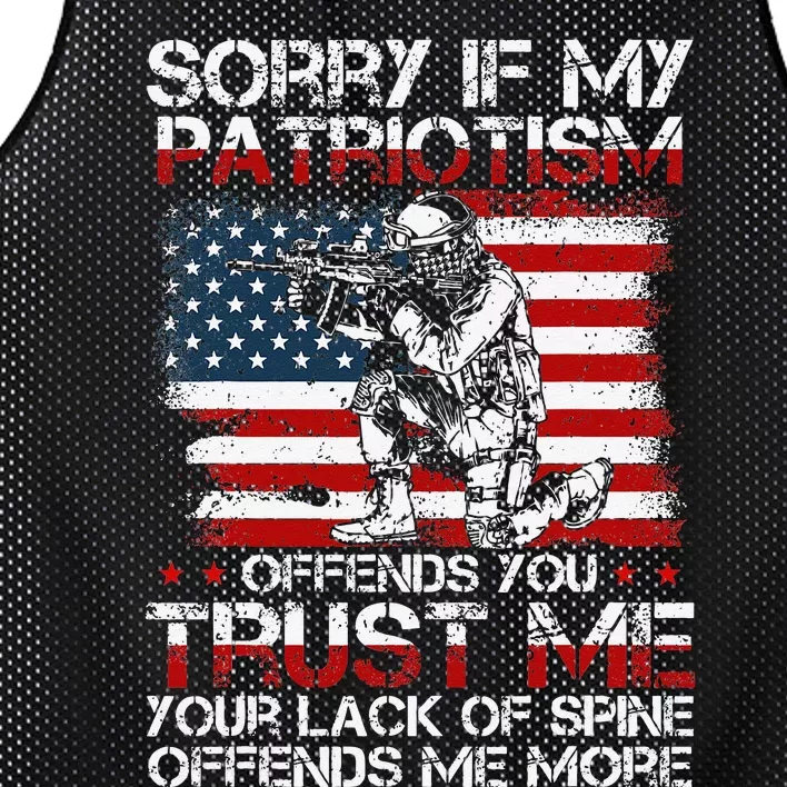 Sorry If My Patriotism Offends You Patriotic US Flag & Army Mesh Reversible Basketball Jersey Tank