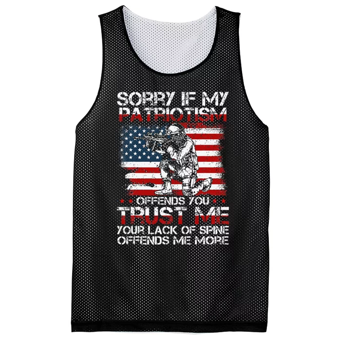 Sorry If My Patriotism Offends You Patriotic US Flag & Army Mesh Reversible Basketball Jersey Tank