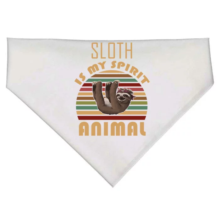 Sloth Is My Spirit Animal Retro Vintage Funny Gift USA-Made Doggie Bandana