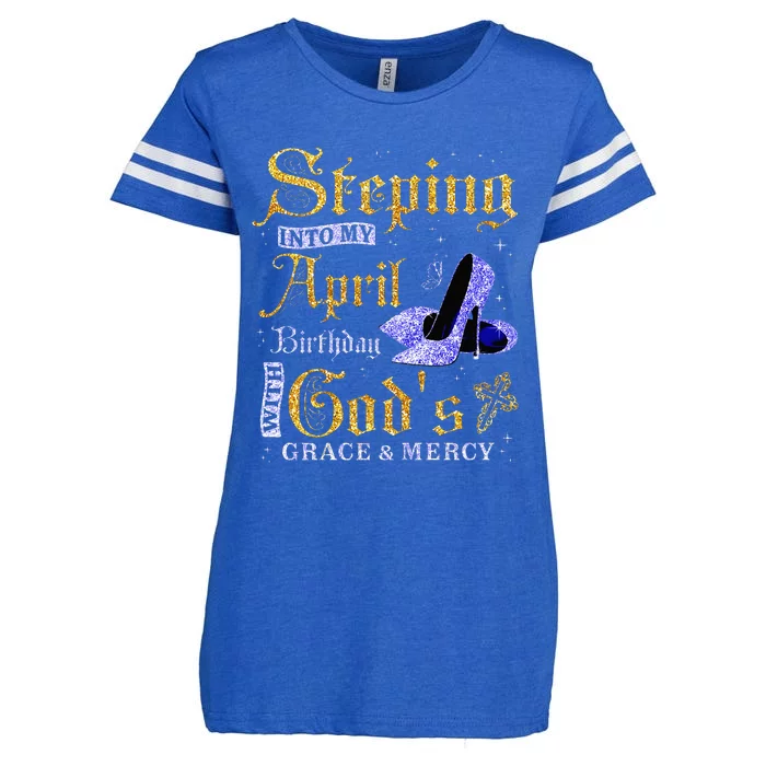 Stepping Into My April Birthday With GodS Grace & Mercy Enza Ladies Jersey Football T-Shirt