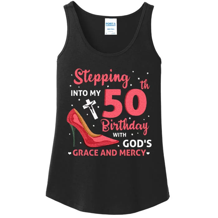 Stepping Into My 75th Birthday With Gods Grace & Mercy Ladies Essential Tank