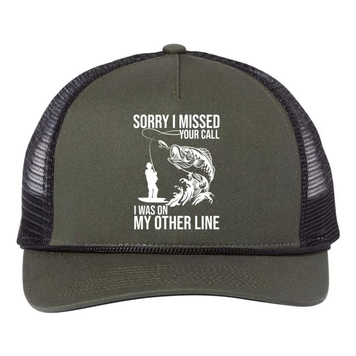 Sorry I Missed Your Call I Was On My Other Line Funny Fishing Retro Rope Trucker Hat Cap