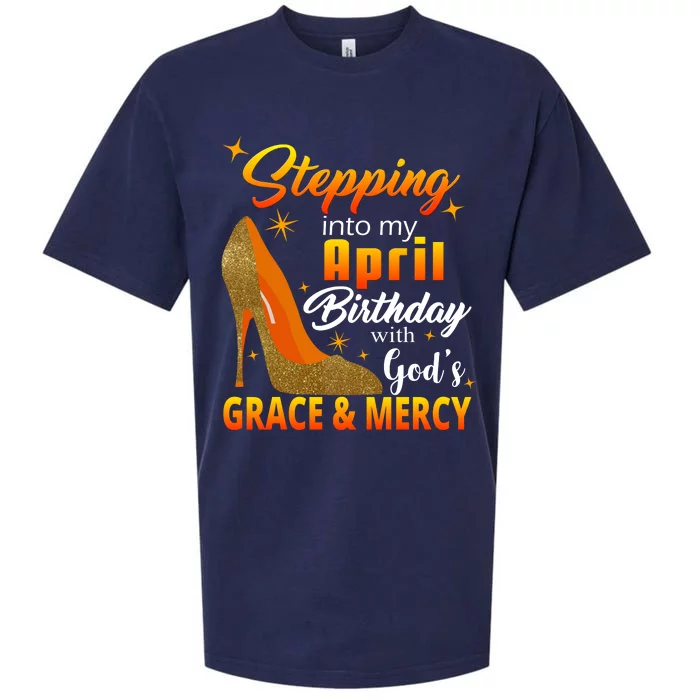 Stepping Into My April Birthday With God's Grace And Mercy Sueded Cloud Jersey T-Shirt