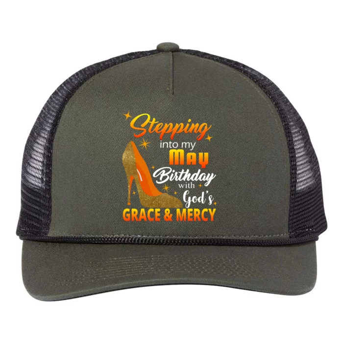 Stepping Into My May Birthday With God's Grace And Mercy Retro Rope Trucker Hat Cap