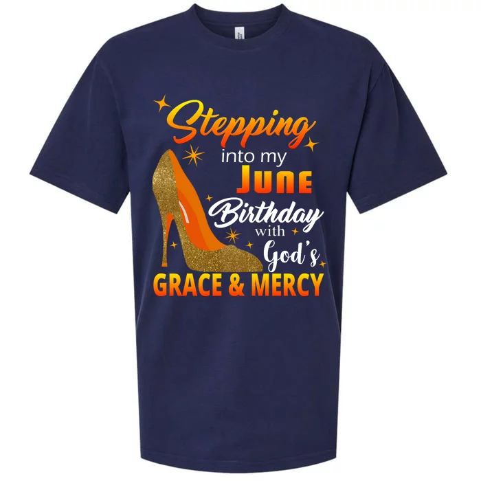 Stepping Into My June Birthday With God's Grace And Mercy Sueded Cloud Jersey T-Shirt