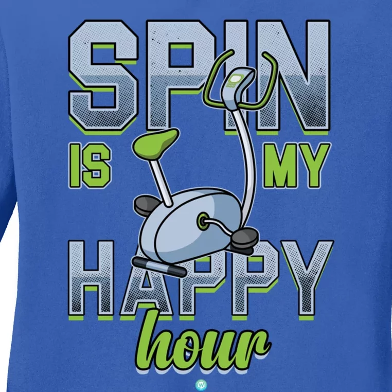 Spin Is My Happy Hour Funny Gym Workout Spinning Gift Cute Gift Ladies Long Sleeve Shirt