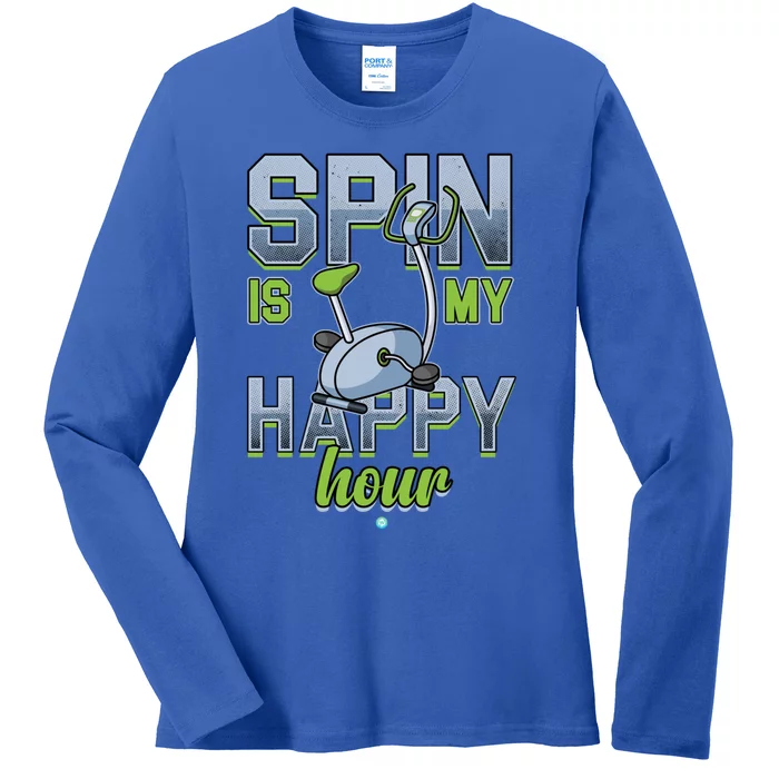 Spin Is My Happy Hour Funny Gym Workout Spinning Gift Cute Gift Ladies Long Sleeve Shirt