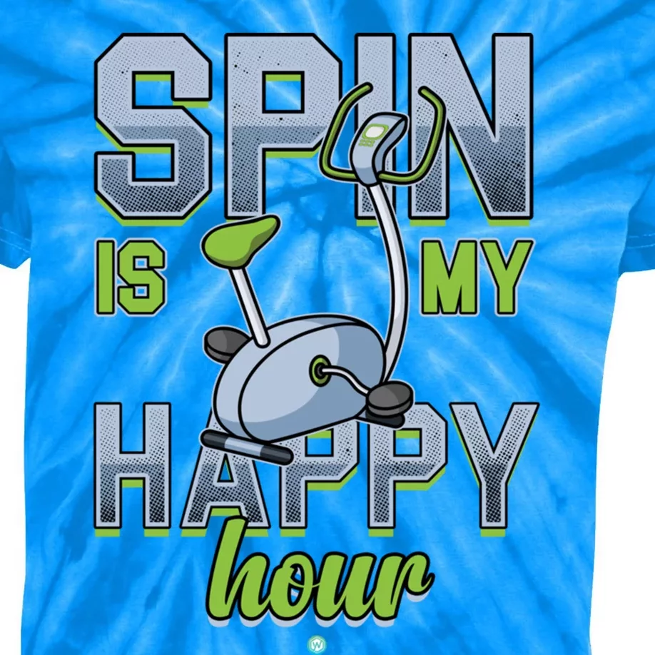 Spin Is My Happy Hour Funny Gym Workout Spinning Gift Cute Gift Kids Tie-Dye T-Shirt