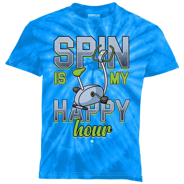 Spin Is My Happy Hour Funny Gym Workout Spinning Gift Cute Gift Kids Tie-Dye T-Shirt