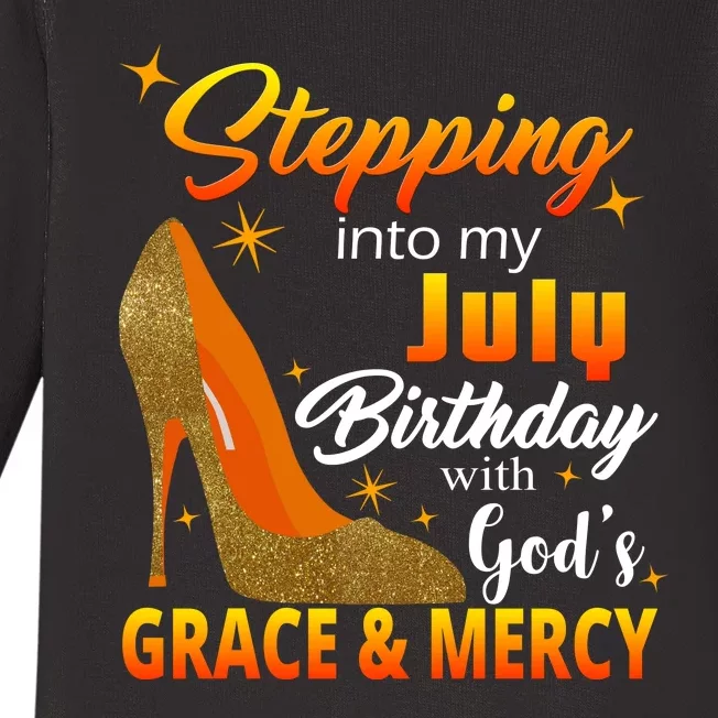 Stepping Into My July Birthday With God's Grace And Mercy Baby Long Sleeve Bodysuit