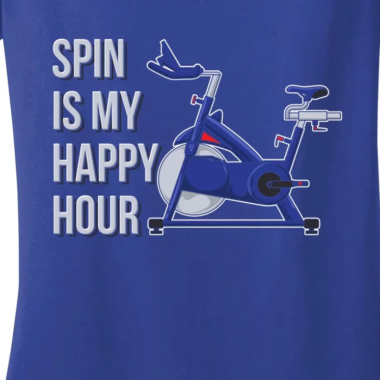 Spin Is My Happy Hour Spinning Indoor Cycling Biking Workout Funny Gift Women's V-Neck T-Shirt