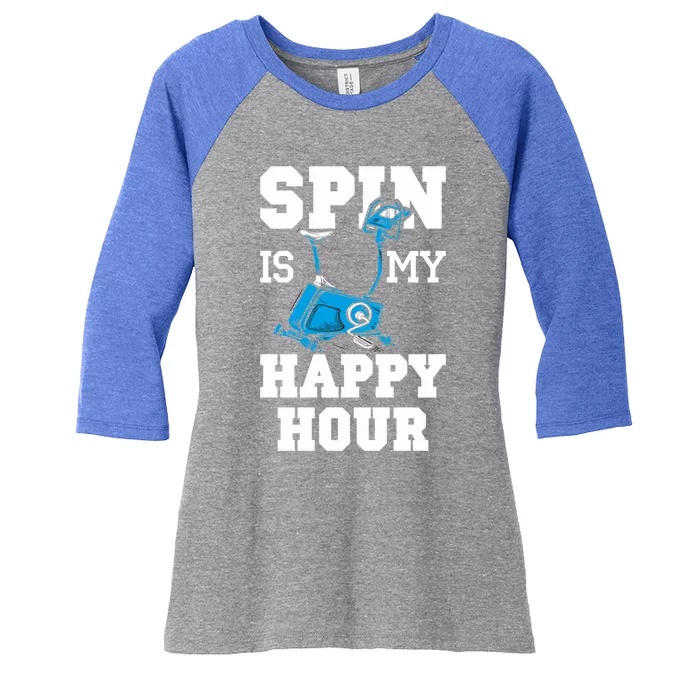 Spin Is My Happy Hour Workout Fitness Spinning Cardio Saying Meaningful Gift Women's Tri-Blend 3/4-Sleeve Raglan Shirt